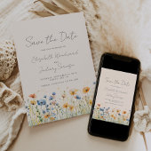 Boho Wildblume Border Orange Blue Blush Wedding Save The Date