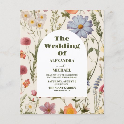 Boho Wildblume Botanische Hochzeit (Vorderseite)