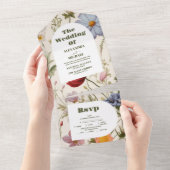 Boho Wildblume Botanische Hochzeit All In One Einladung (Abreißen)