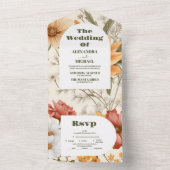 Boho Wildblume Botanische Hochzeit All In One Einladung (Innen Boden)