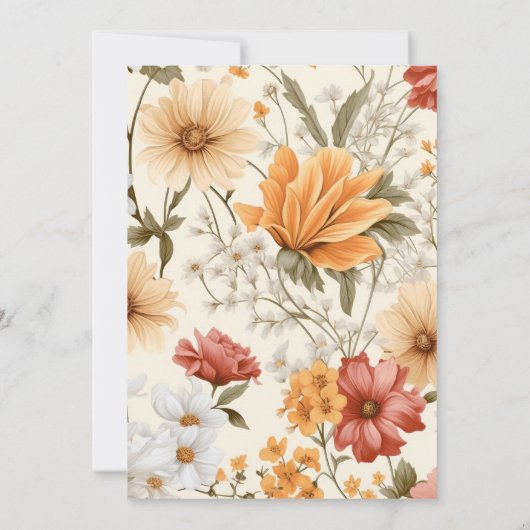 Boho Wildblume Botanische Hochzeit Einladung (Rückseite)