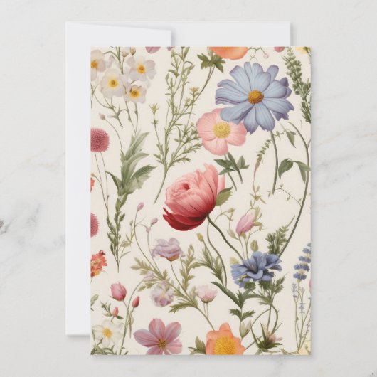 Boho Wildblume Botanische Hochzeit Einladung (Rückseite)