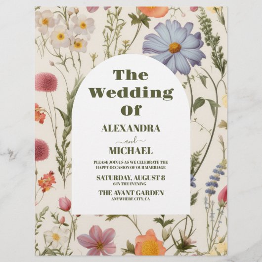 Boho Wildblume Botanische Hochzeit Flyer (Vorne)