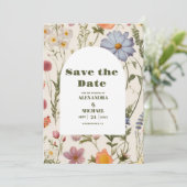 Boho Wildblume Botanische Hochzeit Save The Date (Stehend Vorderseite)