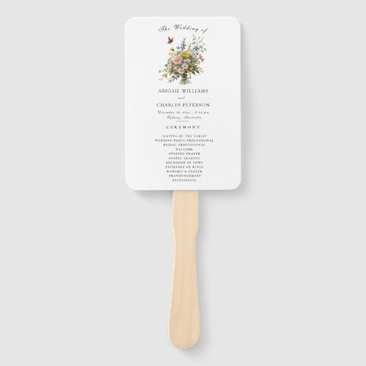 Boho Wildblume Bouquet Hochzeitsfeier Fächer (Vorderseite)