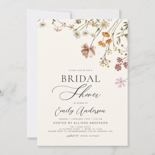 Boho Wildblume Brautparty Blumengarten Einladung (Vorderseite)