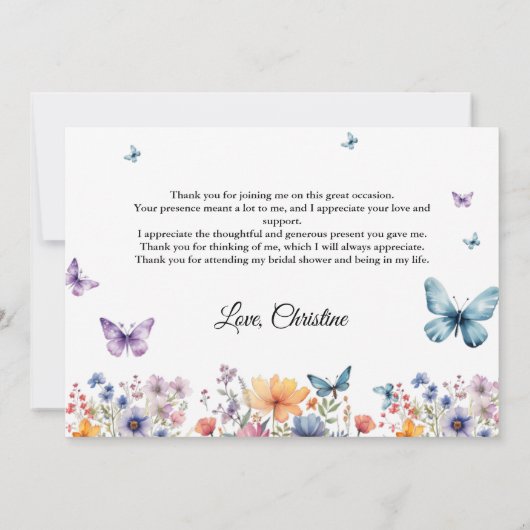 Boho Wildblume Brautparty Danke, Card Ankündigung (Rückseite)