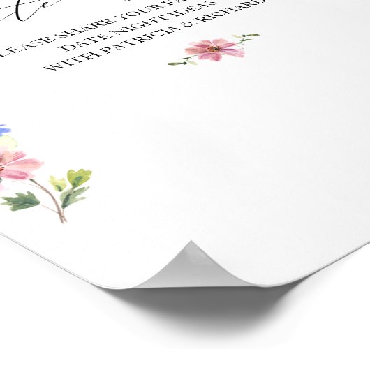 Boho Wildblume Brautparty Datum Nacht Jar Sign Poster (Ecke)