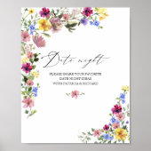 Boho Wildblume Brautparty Datum Nacht Jar Sign Poster (Vorne)