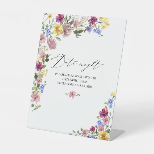 Boho Wildblume Brautparty Datum Nacht Jar Sign Sockelschild (Vorderseite)