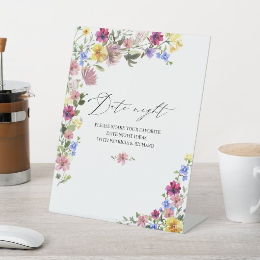 Boho Wildblume Brautparty Datum Nacht Jar Sign Sockelschild (In SItu)