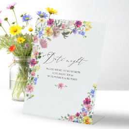 Boho Wildblume Brautparty Datum Nacht Jar Sign Sockelschild