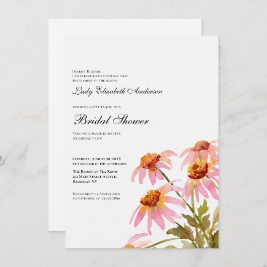 Boho Wildblume Brautparty Einladung (Vorne/Hinten)