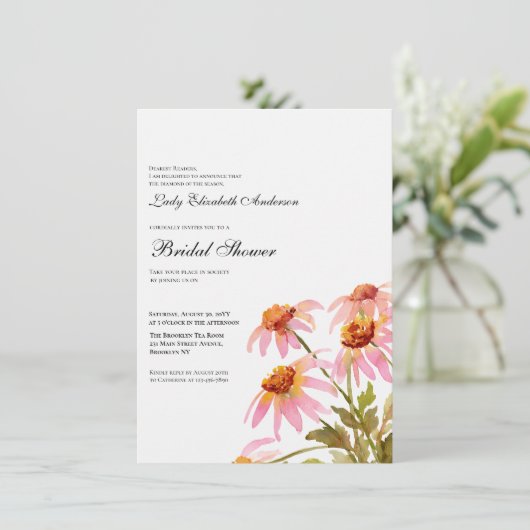 Boho Wildblume Brautparty Einladung (Stehend Vorderseite)