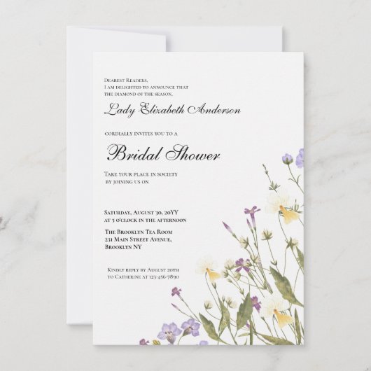 Boho Wildblume Brautparty Einladung (Vorderseite)