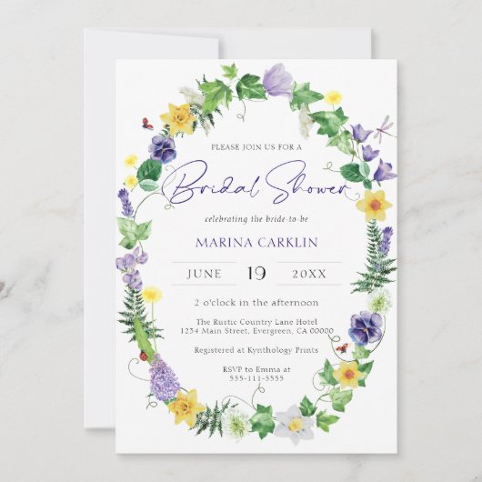 Boho Wildblume Brautparty Einladung (Vorderseite)