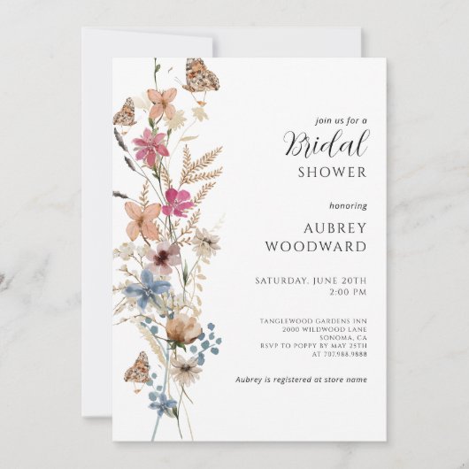 Boho Wildblume Brautparty Einladung (Vorderseite)