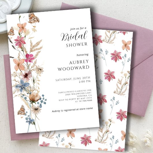 Boho Wildblume Brautparty Einladung