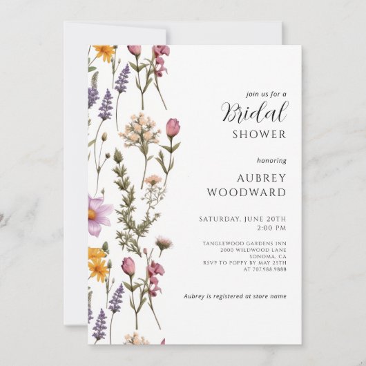 Boho Wildblume Brautparty Einladung (Vorderseite)