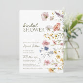 Boho Wildblume Brautparty Einladung (Stehend Vorderseite)