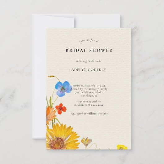 Boho Wildblume Brautparty Einladung (Vorderseite)