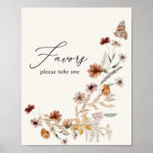 Boho Wildblume Brautparty Favoriten Zeichen Poster (Vorne)