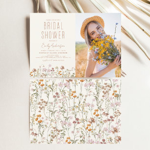 Boho Wildblume Brautparty Foto Einladung