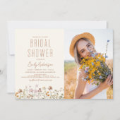 Boho Wildblume Brautparty Foto Einladung (Vorderseite)