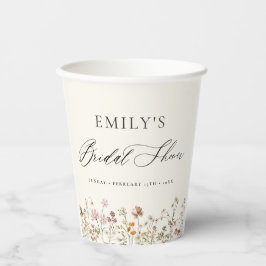 Boho Wildblume Brautparty Garden Script Pappbecher