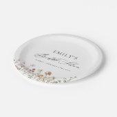 Boho Wildblume Brautparty Garden Script Pappteller (Schrägansicht)