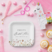 Boho Wildblume Brautparty Garden Script Pappteller (Party)