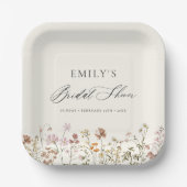 Boho Wildblume Brautparty Garden Script Pappteller (Vorderseite)