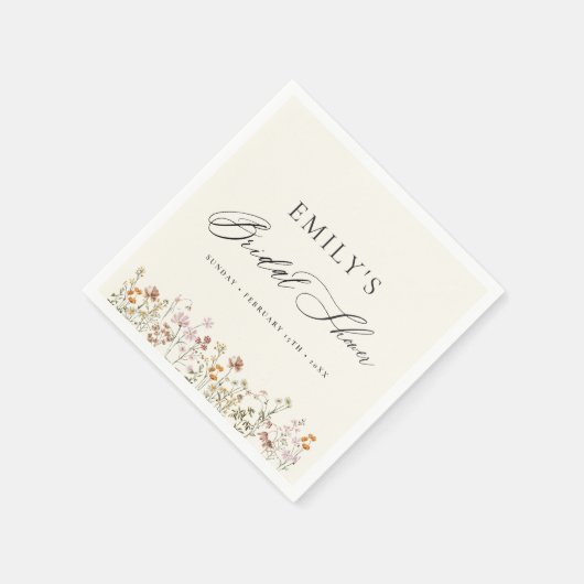 Boho Wildblume Brautparty Garden Script Serviette (Ecke)