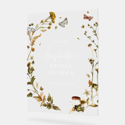 Boho Wildblume | Brautparty Herbst Willkommen Acrylschild (Winkel)