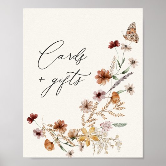 Boho Wildblume Brautparty Karten und Geschenke Unt Poster (Vorne)