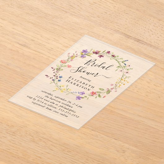 Boho Wildblume Brautparty Mattiert Acryleinladungen (Ablage )