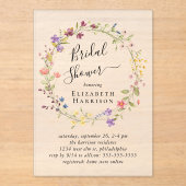 Boho Wildblume Brautparty Mattiert Acryleinladungen (Vorderseite)