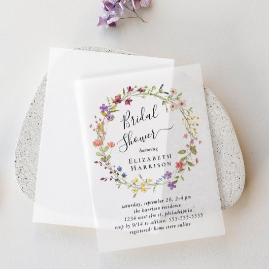 Boho Wildblume Brautparty Pergament Einladungen