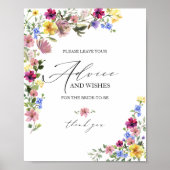 Boho Wildblume Brautparty Ratgeber Karte Signatur Poster (Vorne)