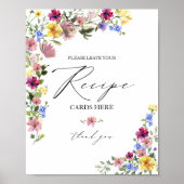 Boho Wildblume Brautparty Rezept Karte Signatur Poster (Vorne)