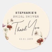 Boho Wildblume Brautparty Vielen Dank Runder Aufkleber (Vorderseite)