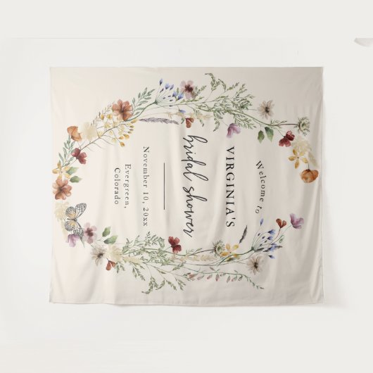 Boho Wildblume Brautparty Wandteppich (Vorderseite (Horizontal))