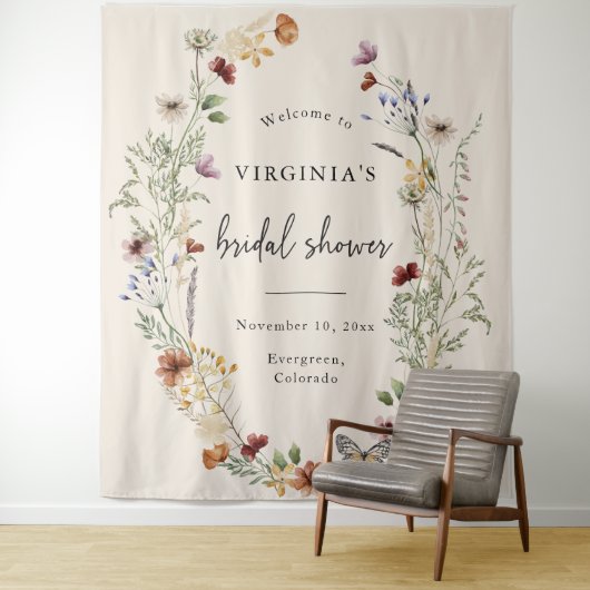 Boho Wildblume Brautparty Wandteppich (Beispiel)