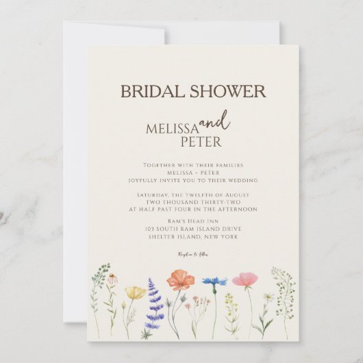 Boho Wildblume Bridal Dusche Einladung (Vorderseite)