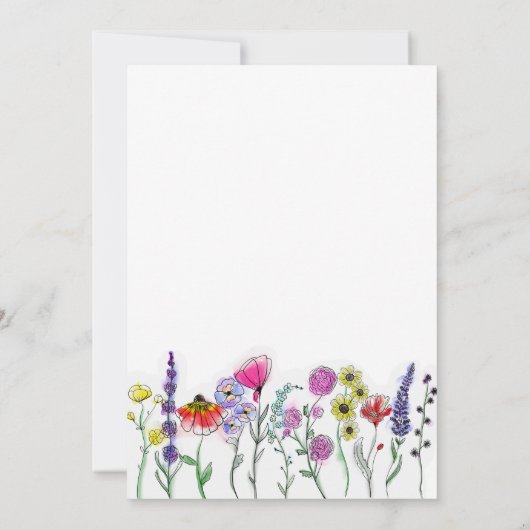 Boho Wildblume Bridal Dusche Einladung (Rückseite)