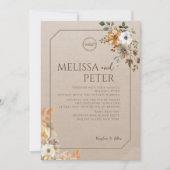 Boho Wildblume Brown Foto Wedding Einladung (Vorderseite)