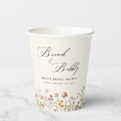 Boho Wildblume Brunch & Bubbly Brautparty Pappbecher (Vorderseite)