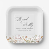 Boho Wildblume Brunch & Bubbly Brautparty Pappteller (Vorderseite)
