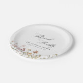 Boho Wildblume Brunch & Bubbly Brautparty Pappteller (Schrägansicht)