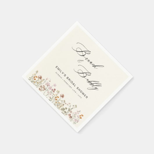 Boho Wildblume Brunch & Bubbly Brautparty Serviette (Ecke)